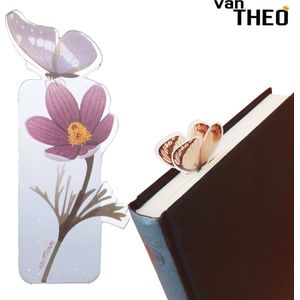 van Theo® Boekenlegger Vlinder & Bloem – Bladwijzer - Bookmark – Kaartje – Krokus - Kleine Cadeautjes