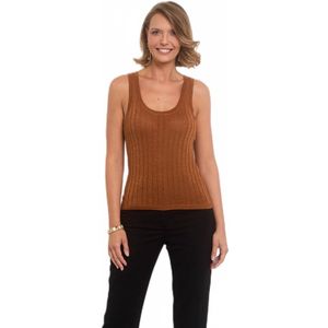 Geribbelde tanktop met metallic draad