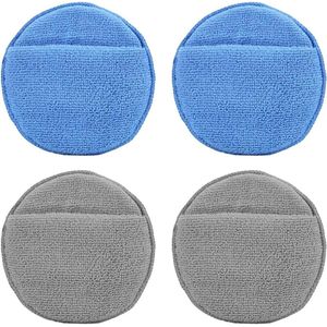 Brenzoos - Microvezel polijstsponzen voor auto polijsten - Set van 4 stuks - Wax-applicator en lakreiniger - Polijstmiddel - Inclusief polijstspons