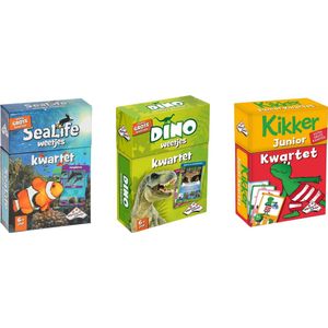 Spellenbundel - Kwartet - 3 stuks - Sealife Kwartet & Dino Kwartet & Kikker Junior Kwartet