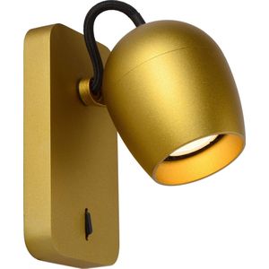 Lucide PRESTON Wandspot / Wandlamp - LED Dim to warm - GU10 - 1x5W 2200K/3000K - Mat Goud / Messing