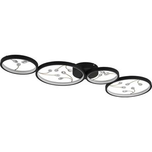 LED Plafondlamp - Plafondverlichting - Torna Moovy - 37W - Warm Wit 3000K - Dimbaar - Rechthoek - Mat Zwart - Aluminium