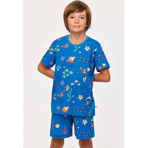 Woody Jongens-Heren Pyjama onderwater print bla - maat 080/12M