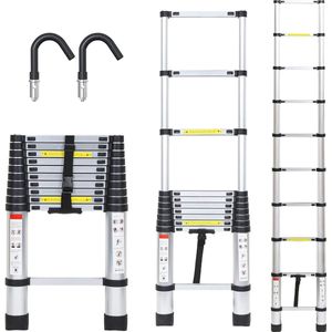 Aluminium telescoopladder tot 3,2 meter - Multifunctionele antislip trapladder, belasting tot 150 kg