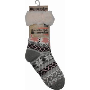 Happy dames huissokken - Extra Warm en zacht - Anti-Slip - Huttensocken Grijs - one size