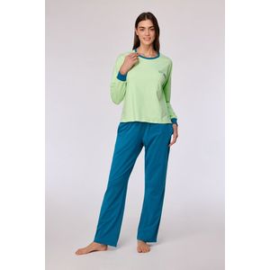 Woody pyjama meisjes/dames - groen - 'sleep influencer' - 252-10-YPA-Z/760 - maat L