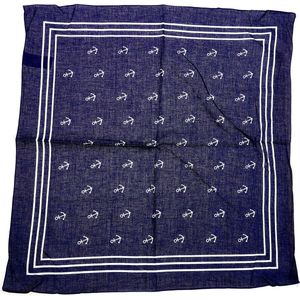 Matroos/kapitein/piraten zakdoek - blauw - met ankers patroon - 55 x 55 cm