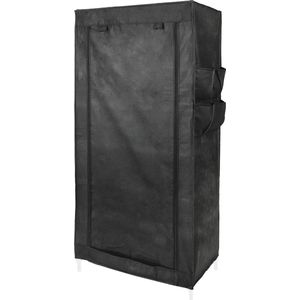 PrimeMatik - Garderobekast kast in afneembare stof 70 x 45 x 155 cm zwart met roldeur