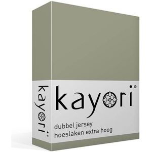 Kayori Saiko dubbel jersey hoeslaken extra hoog - Lits-jumeaux - Olijfgroen