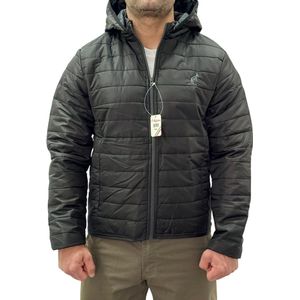 Australian Heren Gewatteerde Jas| Afneembare Capuchon| Heren Jas| Zwart | L