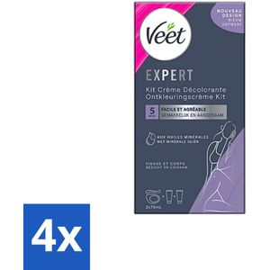 Veet - Set Voor Haarontkleuring - Gezicht en Lichaam - Normale Huid - 2x75ml - Voordeelverpakking - 4 stuks