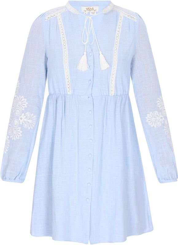 usha - FESTIVAL - Blousejurk - Lichtblauw - Katoen - Korte Lengte