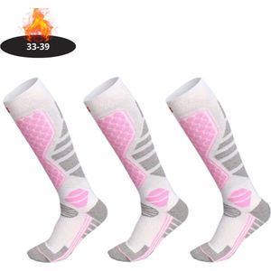 Livano Skisokken - Ski Sokken - Warme Sokken - Lange Huissokken - Thermo - Compressie - Wit - 33-39 - 3 paar