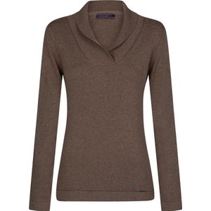Felix Hardy Sjaalkraag Trui - Sweater %100 Katoen Dames Bruin - M