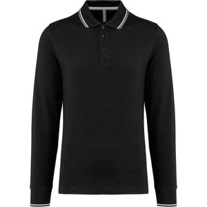 Kariban Heren polo van piquétricot met lange mouwen K280 - Black / Light Grey / White - 3XL
