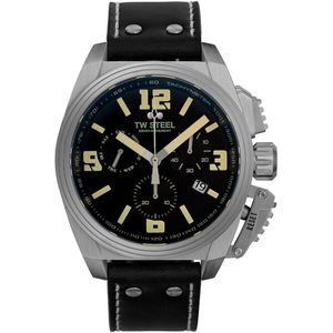 TW Steel TW1111 Canteen Swiss Movement Steel Chrono Zwart Leer 46mm