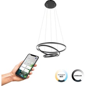 EGLO connect.z Lobinero-Z Smart Hanglamp - Ø 58 cm - Zwart/Wit - Instelbaar wit licht - Dimbaar - Zigbee