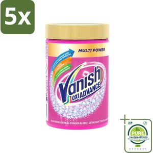 5 x Vanish Oxi Advance - Vlekkenverwijderaar Poeder - Zonder Bleek - Gekleurde Was - 600 Gram - Grootverpakking - Vlekkenverwijderaar - Waspoeder - Gekleurde Was - Vlekken Verwijderen - Actieve Zuurstof