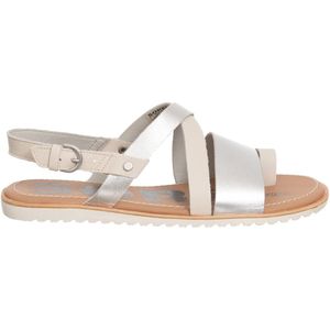 Sorel - Ella Criss Cross - Sandalen - Zilver - Natuurlijk Leer