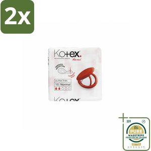 Kotex – Ultra Maandverband – Normal – 16 stuks per verpakking - Voordeelverpakking - 2 stuks - Licht maandverband - Superabsorberend maandverband