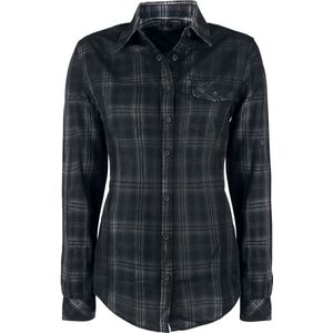 Black Premium by EMP Blauw-grijs geruit overhemd - Dames - L