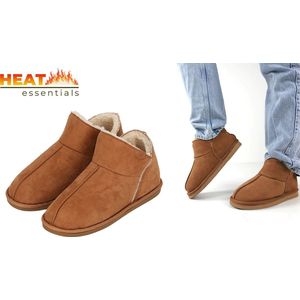 Heat Essentials - Pantoffels - Cognac Bruin - Hoge Heren Home Boots