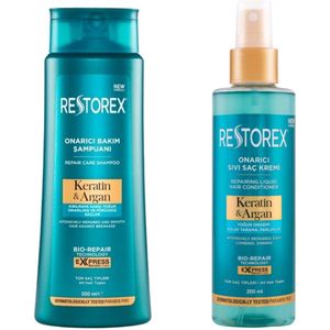 Restorex - Keratine & Argan haarverzorging shampoo 500 ml + Conditioner 200 ml - haarverzorging
