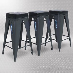 Datona® Werkplaatskruk - 3 stuks - Mat Zwart