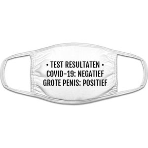 Grappig mondkapje test uitslag| grote p*nis | gezichtsmasker | bescherming | bedrukt | logo | Wit mondmasker van katoen, uitwasbaar & herbruikbaar. Geschikt voor OV