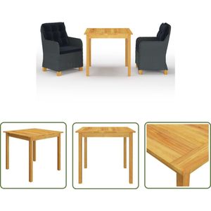 The Living Store 3-delige Tuinset donkergrijs - Tuinbank - Eetkamerset - Buitentafel - Acacia Hout - PE Rattan