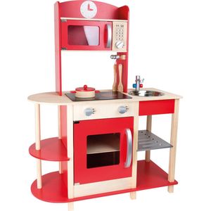 Houten speelkeukentje voor kinderen - Rood - ""Authentic"" - Houten speelgoed vanaf 3 jaar