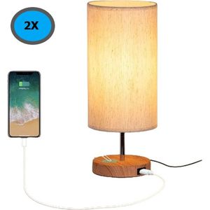 D&B Lamp - Tafellamp Set Van 2 Stuks - Tafellampen - Nachtkast Lamp - Aanraakbediening - 3 kleuren - Dimbaar - Met USB - E27 - Oplaadpoort - Tafellamp Slaapkamer - Kantoor