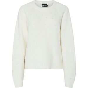 Pieces Trui Pcpam Ls O-neck Oversize Pearl Knit 17160797 Cloud Dancer/pearl Dames Maat - M
