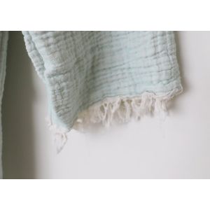 Aquatolia - Mira -Badjas katoen van mousselinemet capuchon ochtendjas - Hamam Sauna Badjas - S*M - Mintgroen