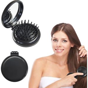 Inklapbare Haarborstels met Spiegel - 2 Stuks voor Reizen en Dagelijks Gebruik