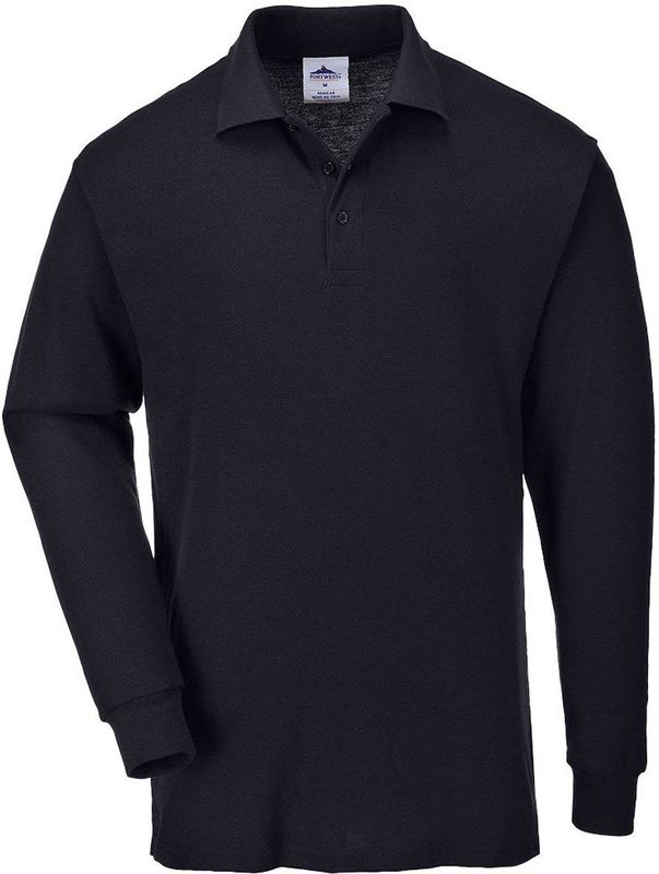 Poloshirt - Lange Mouw - Blauw - Polyester/Katoen - UPF 50