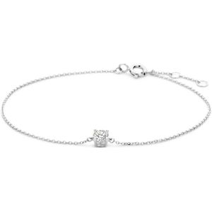 9NBG-0965 – New Bling - 14K witgouden armband – met 1 zirkonia – elegant design - 18cm