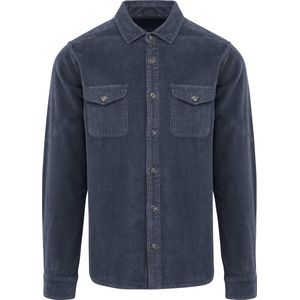 Spasso Ecologisch verwassen herenovershirt in ribfluweel SP519 - Washed Navy Blue - XL