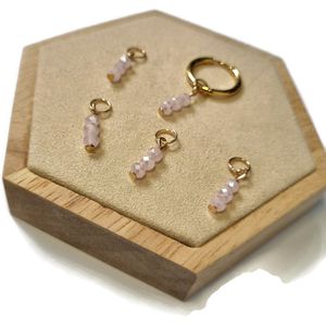 Oorbedel Met 3 Facet Kralen Parelglans Voor Oorring -Soft Pink Opal