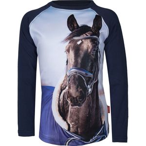 Red Horse - T-shirt PIXEL - Blauw - Paard print - Maat 140