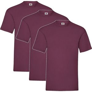 3 Pack Shirts Fruit of the Loom Ronde Hals Burgundy Maat XXXL (3XL) Valueweight