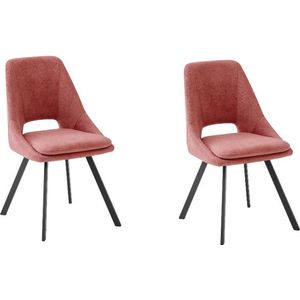 Furnihaus Eetkamerstoelen Set van 2 Mila Roze Stof