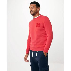 Crew Neck Sweatshirt With Embroidery Mannen - Bright Rood - Maat S