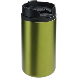 5x Thermosbekers/warmhoudbekers metallic groen 290 ml - Thermo koffie/thee isoleerbekers dubbelwandig met schroefdop
