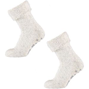 Miré - Wollen sokken dames - Huissok dames - Grijs - Maat 36/42 - Fluffy sokken - Slofsokken - Huissokken - Warme sokken - Winter sokken - Anti Slip