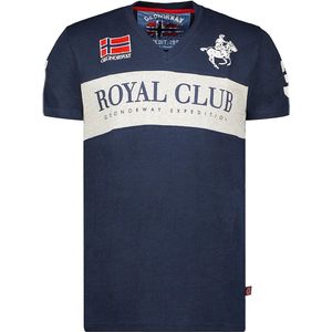 T-shirt V-hals Hals Blauw Royal Club Geographical Norway - XXL