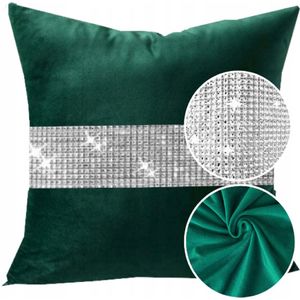 Decoratieve Kussensloop met Zirkonia 40x40cm - Zacht Velours