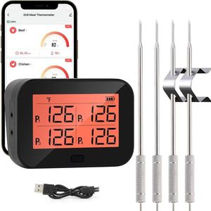 Lexium Vleesthermometer draadloos - Vleesthermometer bluetooth - Vleesthermometer digitaal - Digitale BBQ Thermometer Draadloos - Keukenthermometer
