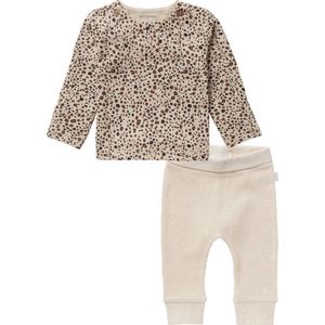 Noppies - Kledingset - 2 delig - Broek oatmeal - Shirt taupe met panterprint - Maat 62