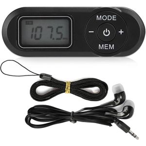 Draagbare FM-radio, draagbare zakradio FM-minimuziekspeler Digitale FM-radio met 1,1-inch LCD-scherm en oortelefoon, zwart - Cyslmuk®
